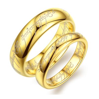 China Factory Hot Sale Punk Tungsten Carbide Ring Men Women 18K Gold Lovers Lord Plated Party Gift Ring for sale