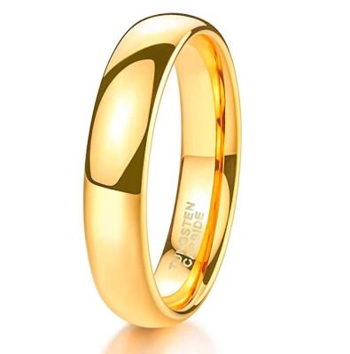 China CLASSIC 18k Gold 4mm 6mm Women Men Plain Dome Polished Tungsten Couple Rings Comfort Fit Wedding Band Size 4-17 for sale