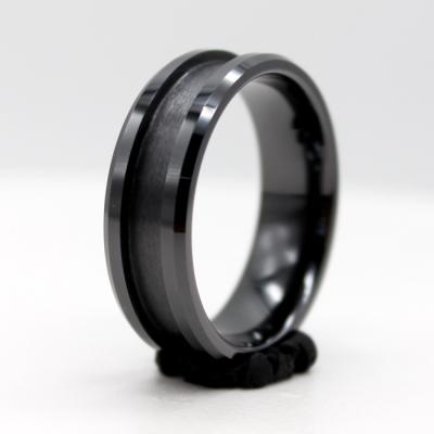 China CLASSIC factory wholesale small MOQ 8mm beveled edges 4mm 5mm channel black white ceramic ring blanks for inlay for sale