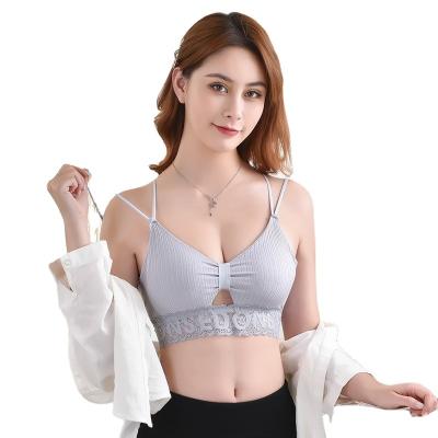 China QUICK DRY shoulders with comfortable lace back beautiful underwear wrapped breast student women's cotton sports bra vest for sale