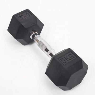 China Rubber Covered Dumbbell Cheap Price Manufacturer Home Gym 1-50 Kg Set Free Weight Lifting Cast Iron+Rubber Coated Hex Hexagon Dumbbell for sale