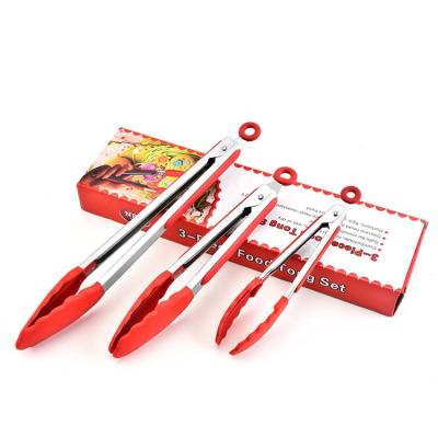 China Stocked Easy Use Home Kitchen Cooking Tongs 3 Piece BBQ Food Tongs for sale