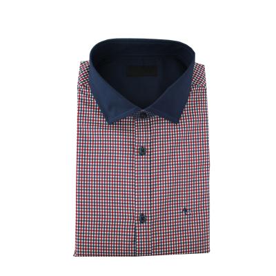 China New Pattern Collar Cotton Men Slim Fit Classic Plaid Shirt Anti-pilling for sale