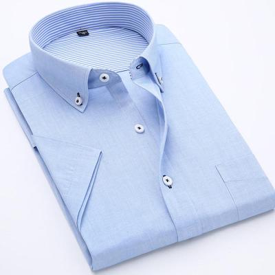 China Good Quality Anti-pilling Mens Clothing Short Sleeve Mens Shirts Blue Plus Size Formal Shirt for sale