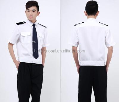 China Cheap White Cotton Security Uniforms , Design Security Guard Uniform Shirts for sale