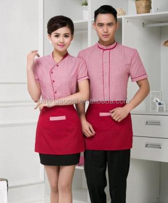 China restaurant & Bar Summer Short Sleeves Custom Design Uniforms For Waiters Waitress for sale