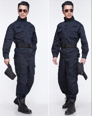 China Cheap black custom made dress uniform work safety security guard plain weave for sale