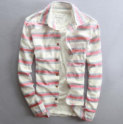 China 2020 Latest Shirt Designs Anti-pilling Canvas Type Striped 100% Cotton Mens Casual Shirts For Men for sale