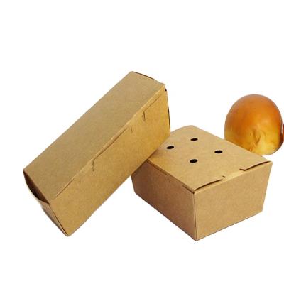 China Eco - Friendly Custom Logo Printed Recyclable ClamshellBrown Kraft Paper Salad Box With Air Holes for sale