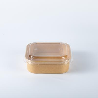 China Disposable Eco Friendly Sustainable Wide Part Soup Double Walled Kraft Paper Salad Bowl For Seafood With Lid for sale