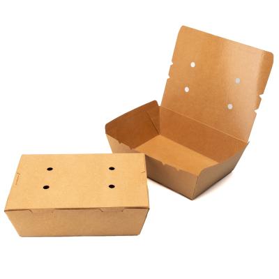 China Eco - Friendly Disposable Take Out Brown Biodegrable Kraft Paper Lunch Box for sale