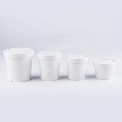 China 32oz Disposable Hot Paper Soup Cup Disposable Small Paper Cups White Type Disposable Kraft Paper Bowl for sale