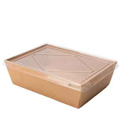 China Recycled Bento Custom Disposable Kraft Paper Materials Food Packaging Container Biodegradable Takeout Box for sale