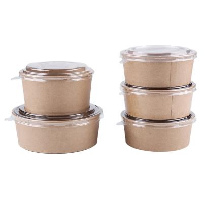 China Disposable Brown Kraft Paper Salad Bowl For Take Out for sale