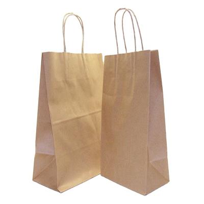 China Cheap Brown Recycled Paper Paper Bags Biodegradable Plain Lunch Grocery Bags Kraft Paper With Twist Handles for sale