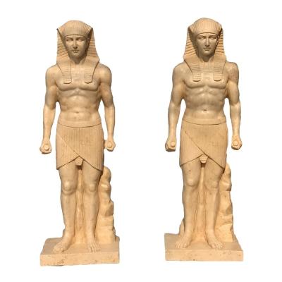 China Egyptian Natural Beige Marble Hand Carved Life Size Egyptian Statue Sculpture For Garden for sale