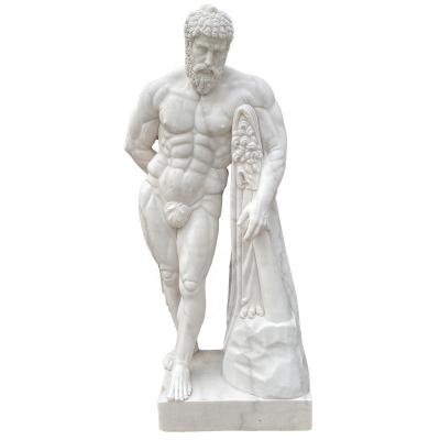 China Natural Stone Outdoor Life Size EUROPEAN Farnese White Marble Hercules Statues for sale