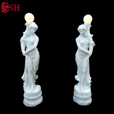 China modern outdoor garden marble statue lamp for sale for sale