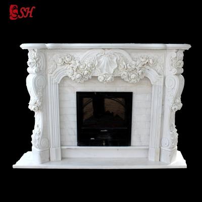 China 2019 indoor new design interior decoration white marble fireplace for sale for sale