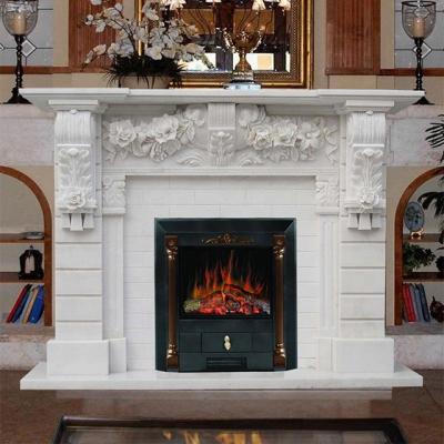 China Europe China Nature Marble Fireplace With Flower Pattern for sale