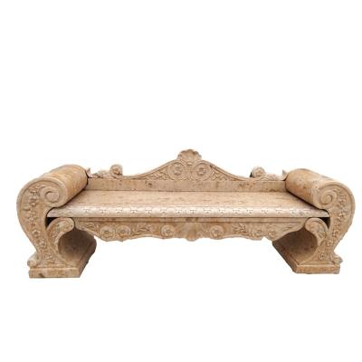 China EUROPEAN Luxurious Outdoor Beige Stone Bench For Garden for sale