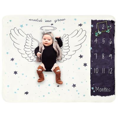 China New 2022 Product China Flannel Baby Milestone Anti-Static Trendy Online Shopping Monthly Blankets for sale