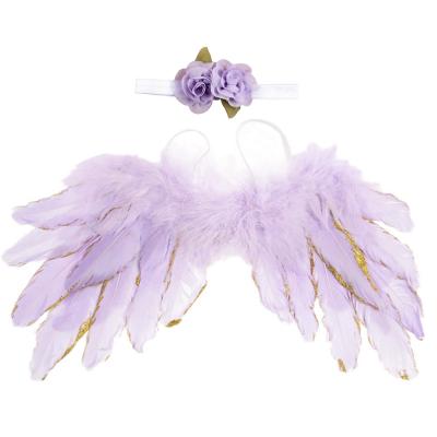 China Lovely Children's Angel Feather Wings Photo Props Leaves Flowers Hair Band Set for sale