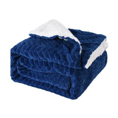 China Sheets Textured Sherpa Throw Blanket Patterned Non-Toxic Warm Sherpa Fleece Blanket for sale