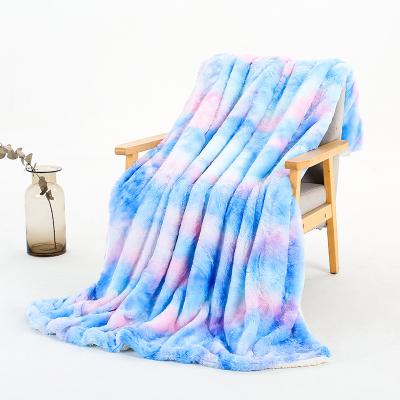 China 160x200cm Thick Material Plush Dye Link Throw Blanket Non-Toxic Rainbow Plus Size Warm And Comfortable Throws for sale