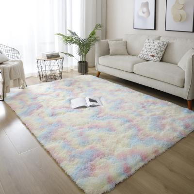 China Washable Bond Plush Dyeing Soft Carpets For Living Room Bedroom Floor Mats Absorbent Bedroom Rug for sale