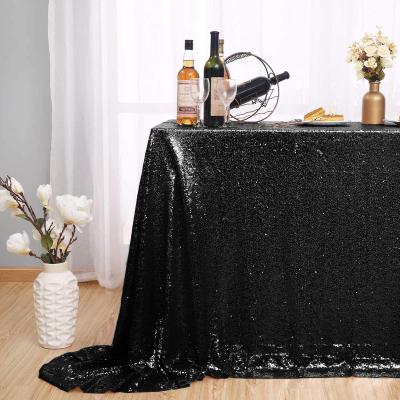 China Square Waterproof Rectangle Table Exhibition Events Flashing Wedding Tablecloth Sequin Fabric Square Sequin Sparkly Table Cloth for sale