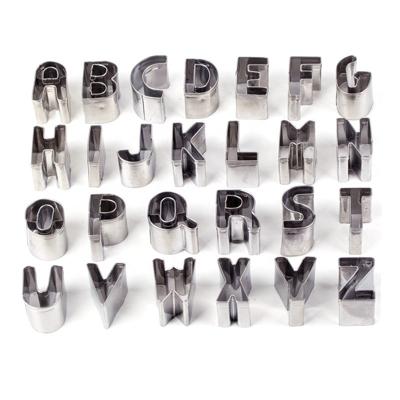 China Wholesale Viable 26 Stainless Steel Alphabet Letters Biscuit Molds Set Kitchen Cake Household DIY Creative Biscuit Baking Tools for sale