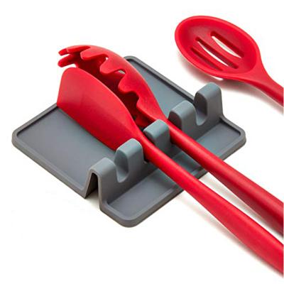 China Wholesale Viable Creative Red Silicone Spoon Holder Gray 4 Hole Spoon Location Kitchen Dinner Accessories for sale