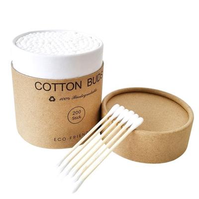 China Daily Cleansing Natural Bamboo Cotton Buds Organic Biodegradable Cotton Pads Double Head With Bamboo Stick For Makeup Cleansing for sale