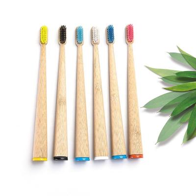 China Adult Disposable Hot-selling Tapered Displacement Bamboo Toothbrush With Painting 100% Charcoal Bristle Eco-Friendly Bamboo Toothbrush for sale