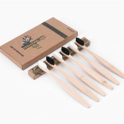 China Hot-selling hotel disposable bamboo toothbrush eco-friendly stiffen moving adult use flat handle bamboo toothbrushes for sale