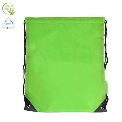 China No PET Drawstring Gymbag Unisex Eco Friendly Recycled Backpack For Yoga Dance Camping Cycling Hiking Daily Use for sale