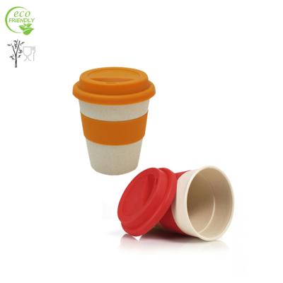 China Sustainable Substainable Travel TO THE GO Food Grade LFGB BPA Free Fiber Drink Cup 350ml Silicone Bamboo Handle for sale