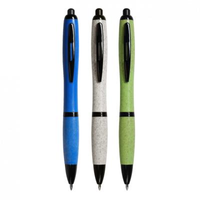 China ABS Promotional Mix Straw Wheat Bioplastic Stationery Pen Being Green Retractable Ball Pen for sale