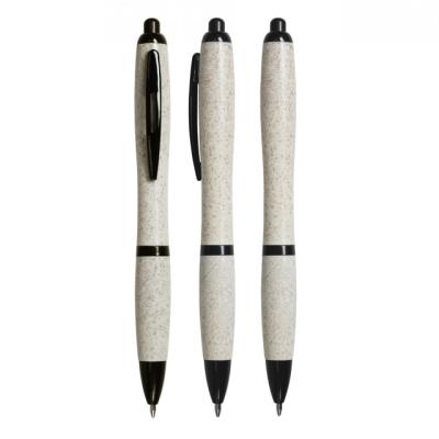 China Promotional Wheat Straw Eco-friendly Stationery Pen New Design Plastic Retractable Ball Pen for sale