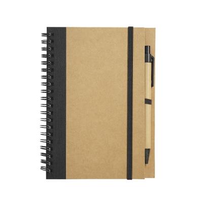 China Custom Paper Notebook Cover Eco Friendly Recycled Kraft Hard Cover Book Logo Set with Retractable Ballpoint Pen for sale