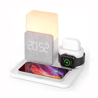 China S28 Tablet Lamp Clock Desk Lamp with Clock Function, Portable Wireless Charger for Apple Watch Airpods Table Lamp for Bedside and Desk for sale