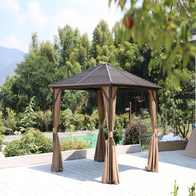 China Easily Assembled Aluminum Custom Family Canopy Beach Tent Hardtop Pavilion Pergola Metal Patio Gazebo For Outdoor Garden for sale