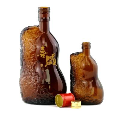 China Beverage 500ml Brown Color Glass Wine Bottles for sale