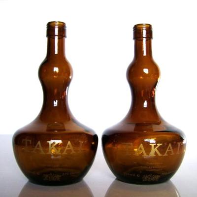 China Special Beverage Shape 750ml Amber Glass Wine Bottle for sale