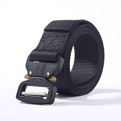 China Factory wholesale fashion custom press belt weaving fabric belt nylon outdoor single buckle military alloy woven man for sale