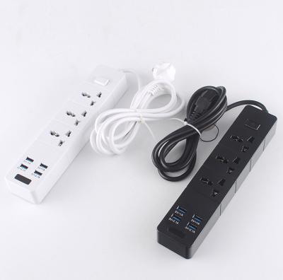 China Residential / Multi-Purpose 5 USB Power Strip 10A Extension Socket Fast Charging Strip Socket 3 Standard Outlets for sale