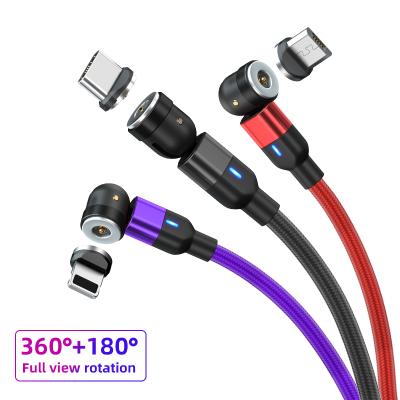 China Magnetic MP3/MP4 Player Charging Cable 360 ​​And 180 Rotation 3 In 1 Magnetic Phone USB Charger Cable for sale