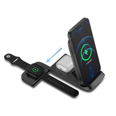 China Smart Watch 3 in 1 Wireless Charger Stand Fast Charging Multifunctional Mobile Phone Stand Wireless Charger for sale