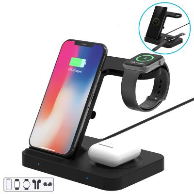 China Smart Watch Fast Qi Wireless Charger 4 in 1 Stand Dock Wireless Charging Station for sale